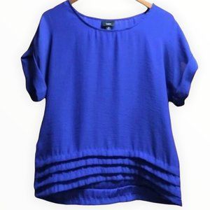 Mossimo | Misses Royal Blue or Purple Ruffled Short Sleeve Satin Blouse | Sz XS